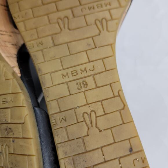 Marc by Marc Jacobs Logo Disc Womens Sandals Size 9 Black Cork Leather Wedge - Picture 14 of 16